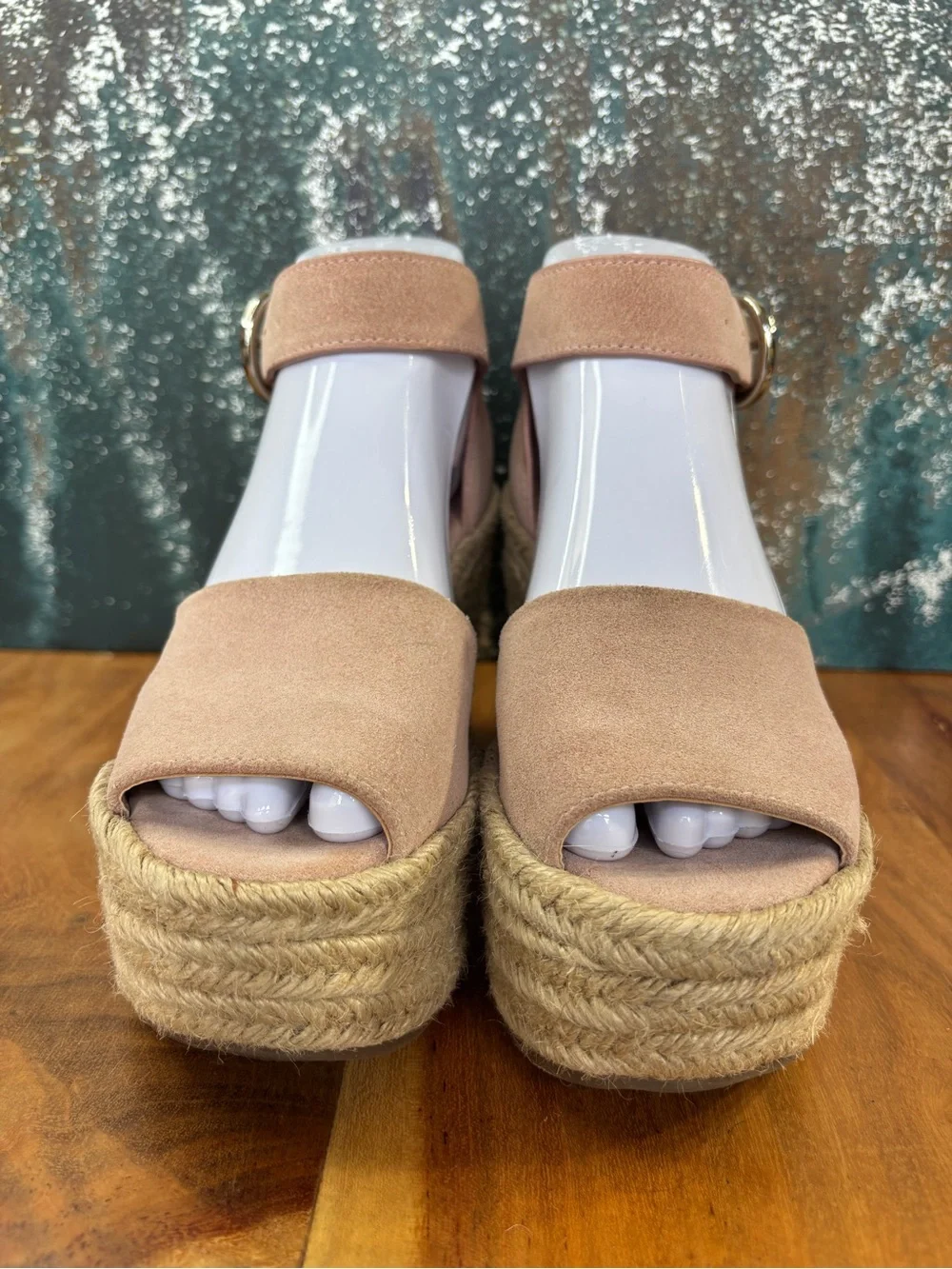 Marc Fisher LTD Mediterranean Suede Platform Espadrille Wedge Sandals Sz 6.5 GUC